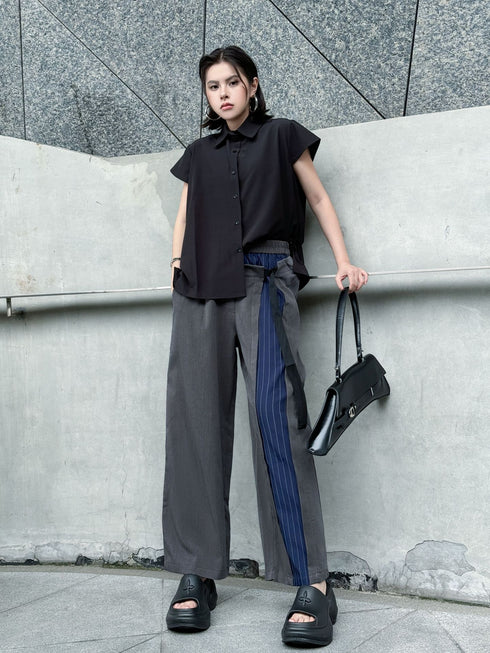 Stripe Panel Wide Pants